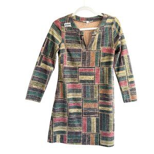 Aryeh Anthropologie Women's Sweater Dress Sz S Geometric Patchwork Long Sleeve